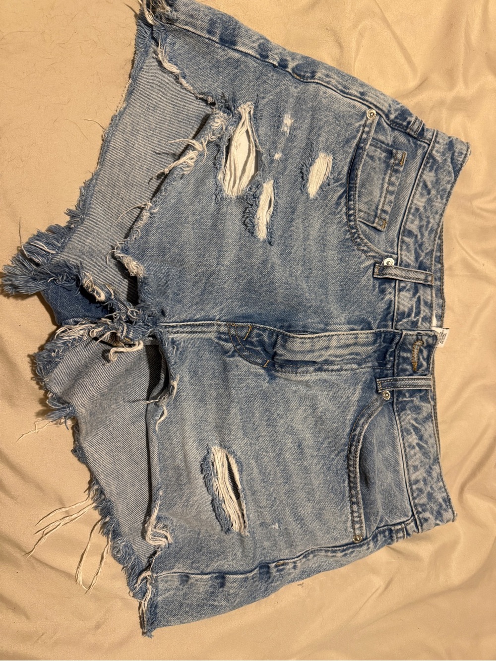 Distressed Light Blue Denim Women’s Shorts